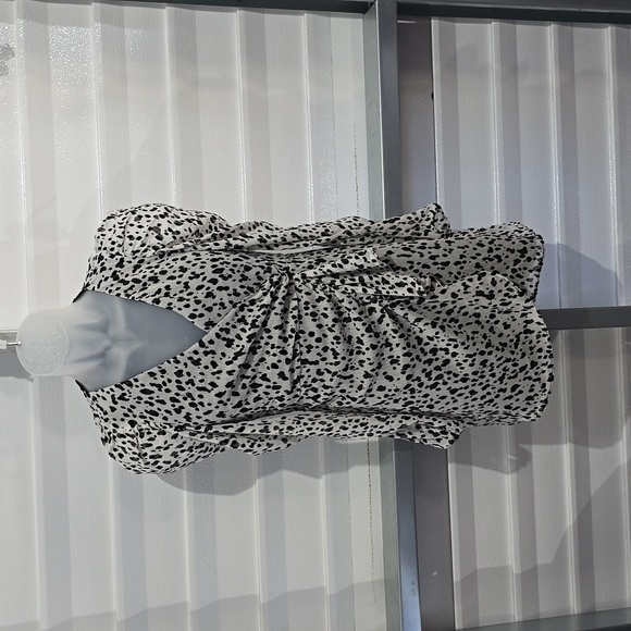 ZARA‎ Animal Printed Long Sleeve Surplice Mini Dress Black White Size XS - Picture 1 of 11